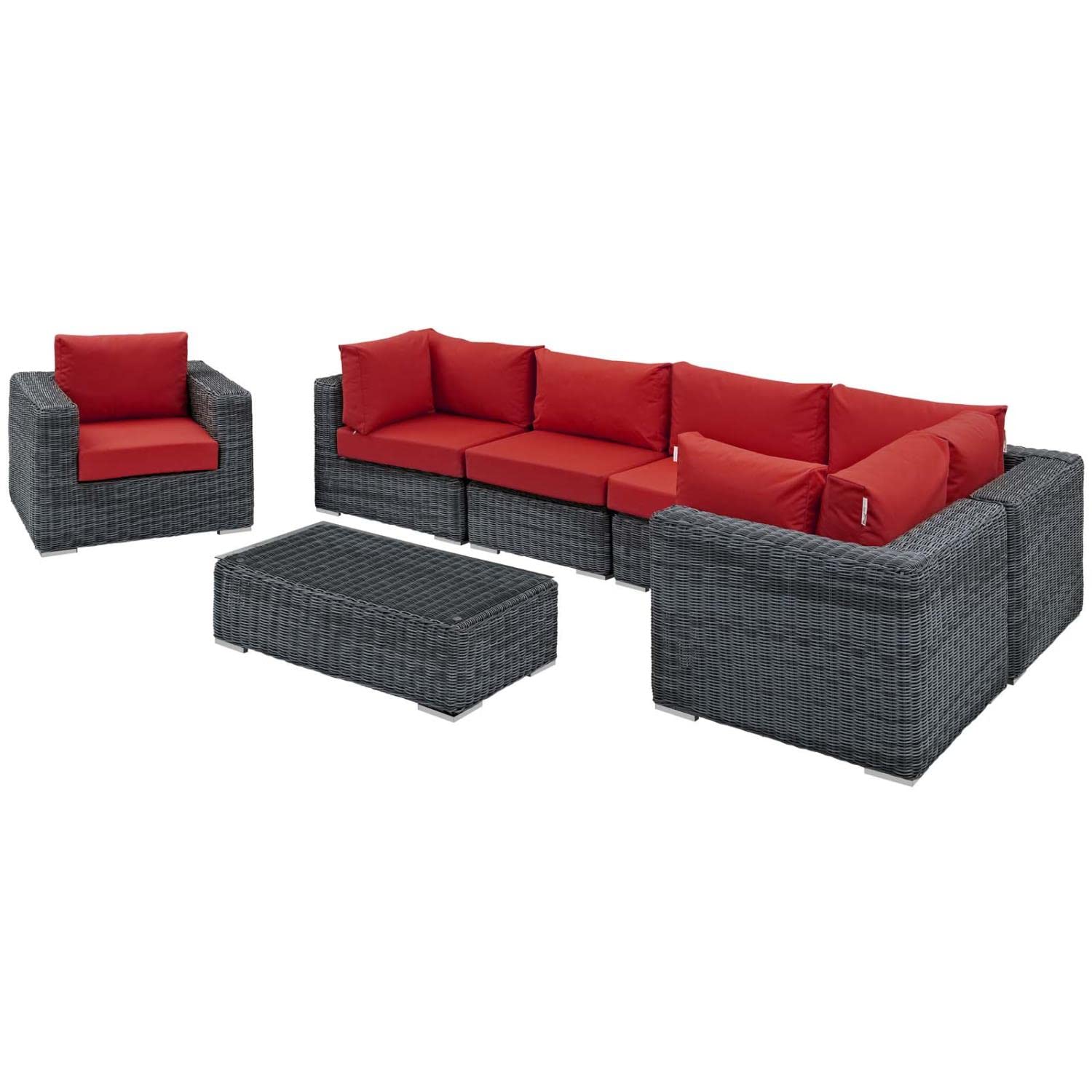 kitchen and dining room sets | CasaFoyer Summon Outdoor Patio Sectional Sofa Set | Comfortable Two-Tone Rattan | Sunbrella Cushions | Aluminum Frame | Modern Design | Coffee Table Included | casafoyer.myshopify.com