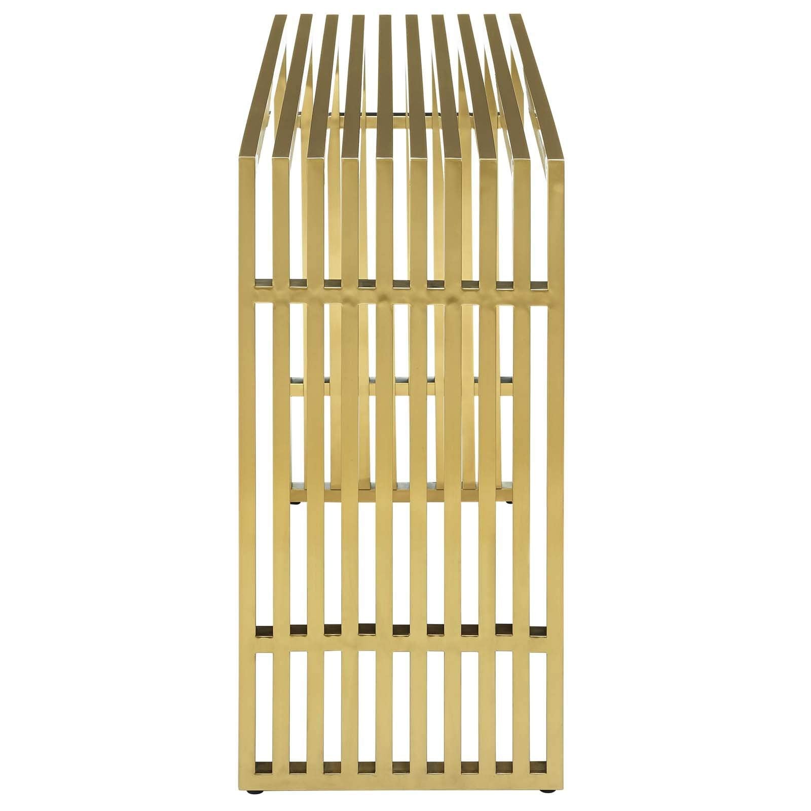 sofa tables | Ergode Gridiron Tubular Stainless Steel Console Table | Sleek Gold Design | Transcends Boundaries | Ideal for Reception Rooms & Living Areas | casafoyer.myshopify.com