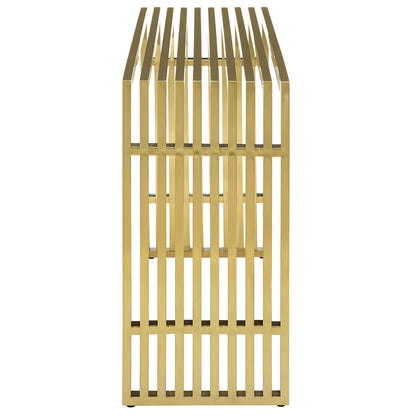 sofa tables | Ergode Gridiron Tubular Stainless Steel Console Table | Sleek Gold Design | Transcends Boundaries | Ideal for Reception Rooms & Living Areas | casafoyer.myshopify.com
