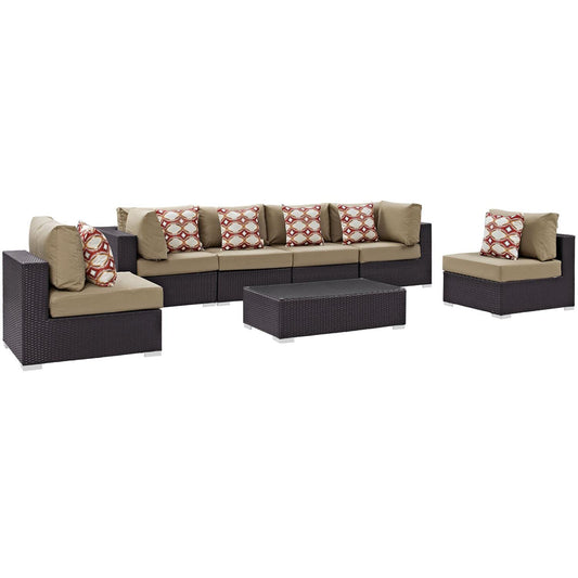 kitchen and dining room sets | CasaFoyer Convene Outdoor Sectional Set | Durable Rattan Weave | Weather-Resistant Cushions | 7 Piece Patio Sofa Set | casafoyer.myshopify.com