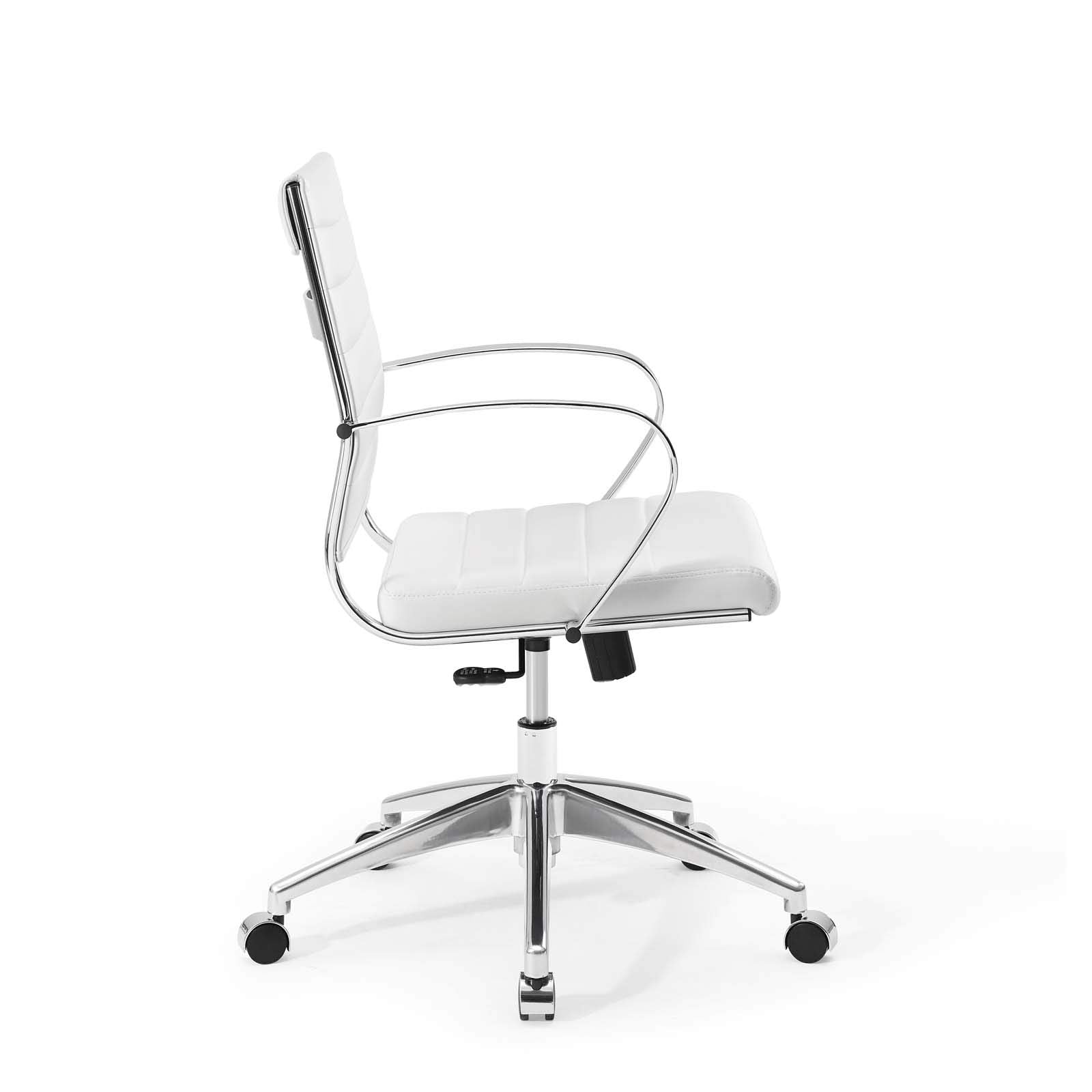 home office desk chairs | CasaFoyer Jive Mid Back Office Chair | Stylish & Comfortable | Faux Leather Back | Padded Seat Cushion | 90-Degree Wrist Angling Armrests | Chrome-Plated Aluminum Base | Dual-Wheel Casters | Perfect for Modern Offices | casafoyer.myshopify.com