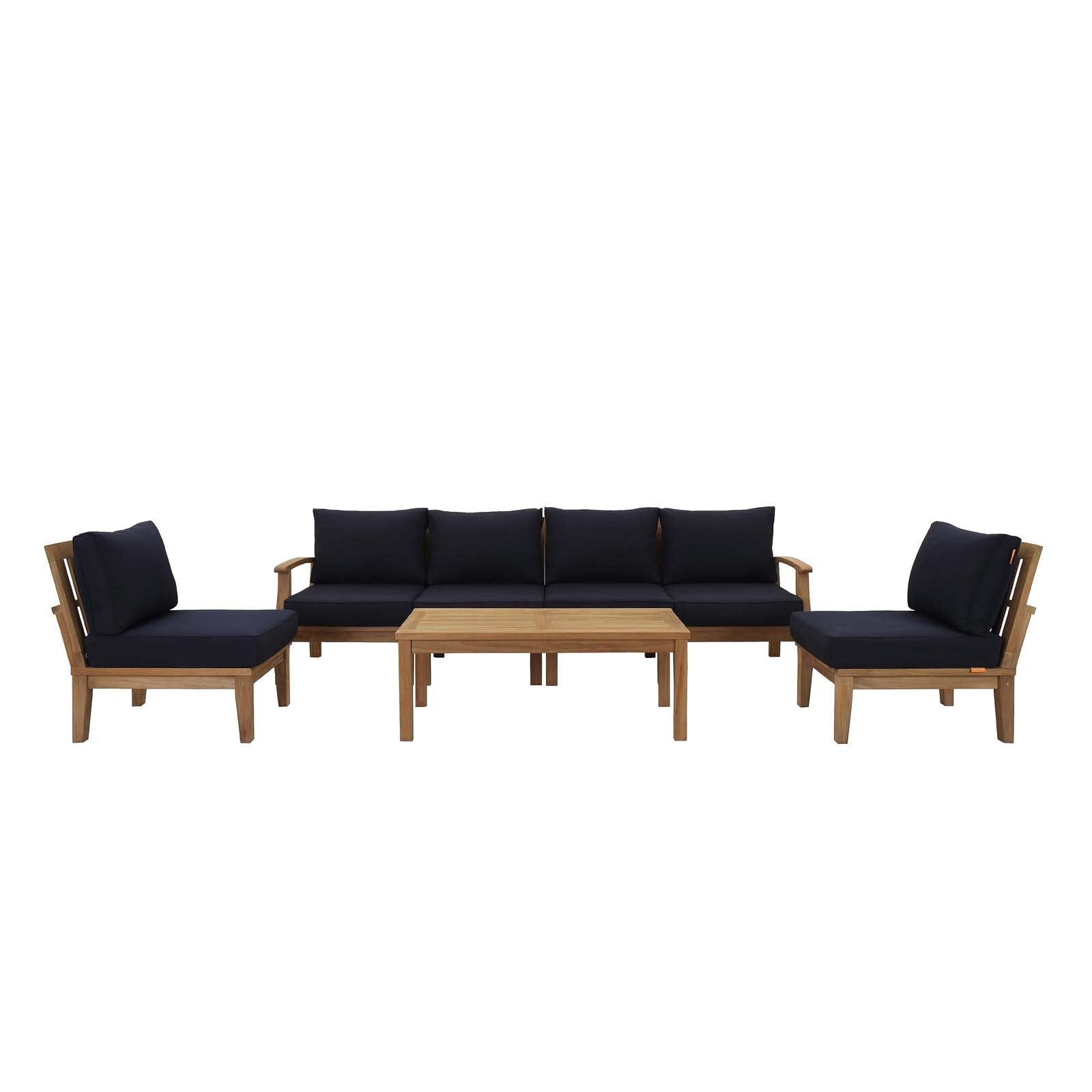 kitchen and dining room sets | CasaFoyer Marina Teak Wood Outdoor Patio Furniture Sofa Sectional Set | Luxury, Durable, All-Weather Cushions | Modern Design | 7 Piece | casafoyer.myshopify.com