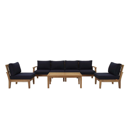 kitchen and dining room sets | CasaFoyer Marina Teak Wood Outdoor Patio Furniture Sofa Sectional Set | Luxury, Durable, All-Weather Cushions | Modern Design | 7 Piece | casafoyer.myshopify.com