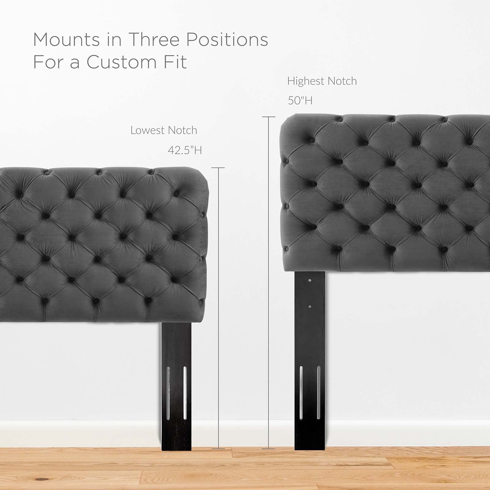 headboards | CasaFoyer Lizzy Tufted Performance Velvet King/California King Headboard | Elegant, Comfortable, Stain-Resistant | Charcoal | casafoyer.myshopify.com
