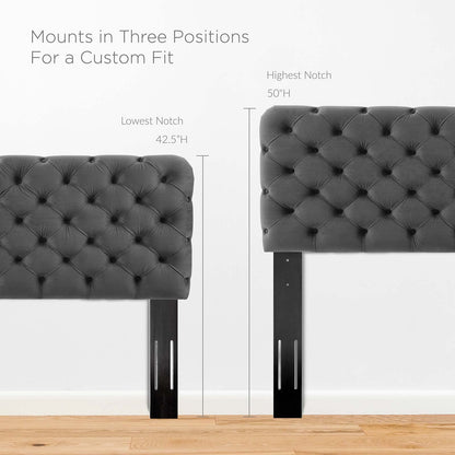 headboards | CasaFoyer Lizzy Tufted Performance Velvet King/California King Headboard | Elegant, Comfortable, Stain-Resistant | Charcoal | casafoyer.myshopify.com