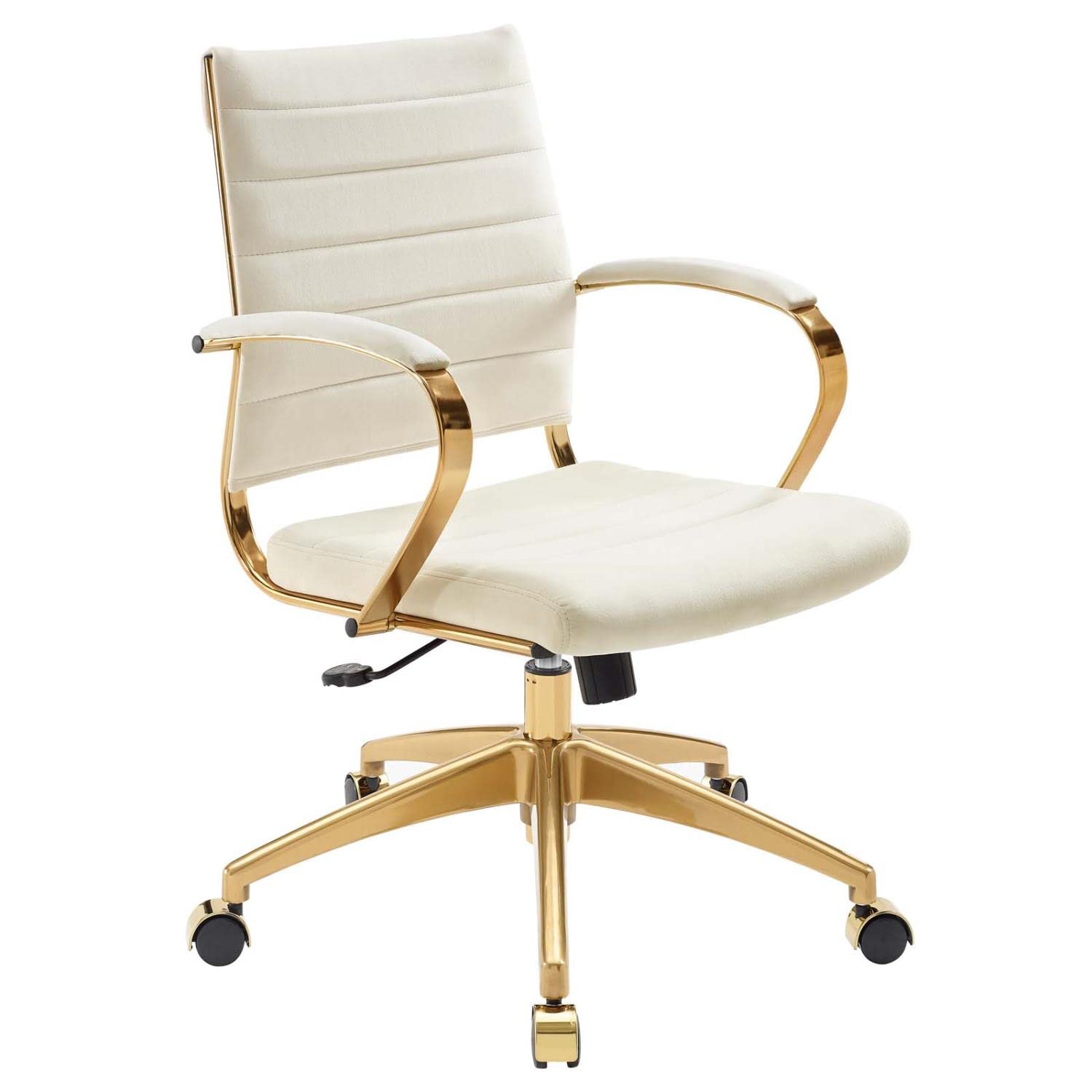 home office desk chairs | CasaFoyer Jive Mid Back Office Chair | Stylish & Functional | Ribbed Velvet Back | Stain-Resistant Performance Velvet | Padded Armrests | Chrome-Plated Aluminum Base | Easy Mobility | Tension Knob & Tilt Lock | Modern Office Design | casafoyer.myshopify.com