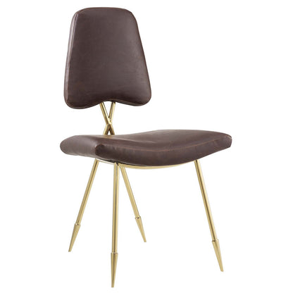 home office desk chairs | CasaFoyer Ponder Dining Side Chair | Comfortable High-Density Foam Seat | Antique Faux Leather Upholstery | Gold Stainless Steel Frame | Versatile Accent Chair for Dining, Living Room, Entryway | Brown | casafoyer.myshopify.com