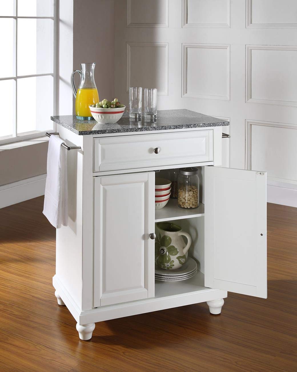 Kitchen Storage | Durable Solid Hardwood Kitchen Island | Elegant Raised Panel Doors | Ample Storage Space | White Finish | casafoyer.myshopify.com