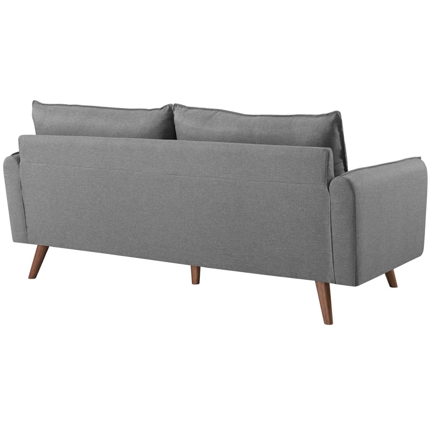 sofas | CasaFoyer Revive Sofa | Cozy & Stylish Upholstered Fabric | Bolster Pillows | Splayed Wood Legs | Light Gray | casafoyer.myshopify.com
