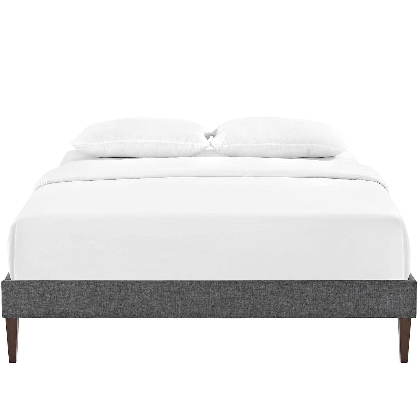 Bed | CasaFoyer  Tessie Platform Bed | Solid Wood Frame | Polyester Upholstery | Tapered Legs | 10 Wood Slats | No Box Spring Needed | Memory Foam Compatible | Gray | casafoyer.myshopify.com
