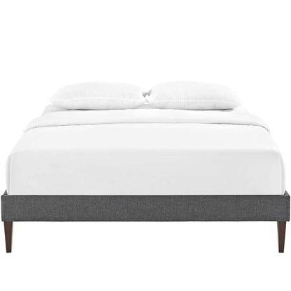 Bed | CasaFoyer  Tessie Platform Bed | Solid Wood Frame | Polyester Upholstery | Tapered Legs | 10 Wood Slats | No Box Spring Needed | Memory Foam Compatible | Gray | casafoyer.myshopify.com