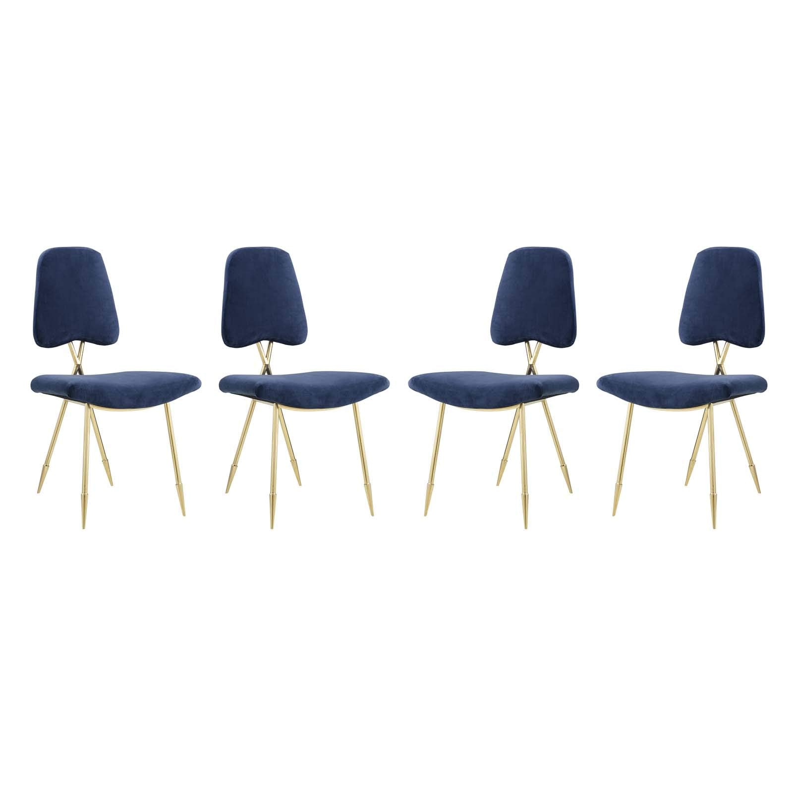 home office desk chairs | CasaFoyer Ponder Dining Side Chair Set of 4 | Comfortable High-Density Foam Seat | Velvet Upholstery | Gold Stainless Steel Frame | Modern & Elegant | casafoyer.myshopify.com