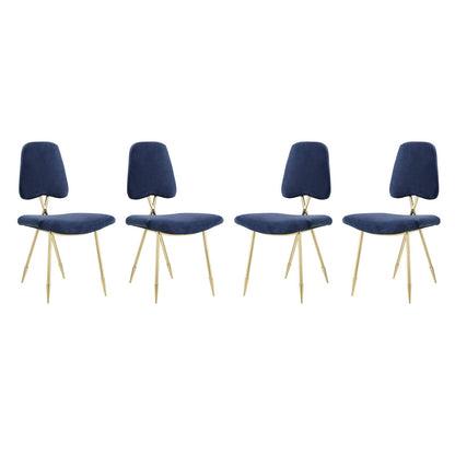 home office desk chairs | CasaFoyer Ponder Dining Side Chair Set of 4 | Comfortable High-Density Foam Seat | Velvet Upholstery | Gold Stainless Steel Frame | Modern & Elegant | casafoyer.myshopify.com