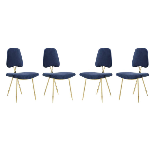 home office desk chairs | CasaFoyer Ponder Dining Side Chair Set of 4 | Comfortable High-Density Foam Seat | Velvet Upholstery | Gold Stainless Steel Frame | Modern & Elegant | casafoyer.myshopify.com