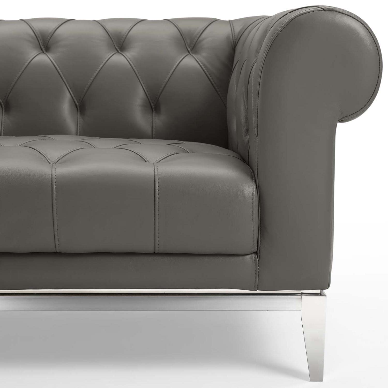 sofas | CasaFoyer Idyll Leather Chesterfield Loveseat | Spacious & Opulent | Supple Leather Upholstery | Tufted Button Accents | Plush Seating | Sturdy Frame | Gray | casafoyer.myshopify.com