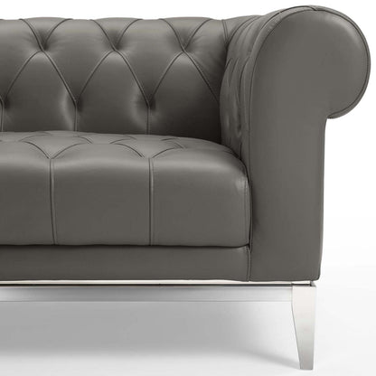 sofas | CasaFoyer Idyll Leather Chesterfield Loveseat | Spacious & Opulent | Supple Leather Upholstery | Tufted Button Accents | Plush Seating | Sturdy Frame | Gray | casafoyer.myshopify.com