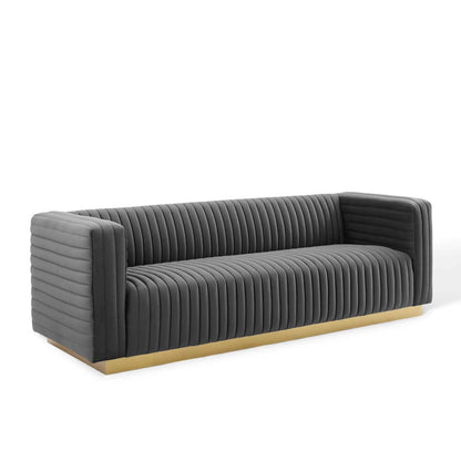 home office desk chairs | CasaFoyer Charisma Channel Tufted Performance Velvet Sofa | Vintage Glamour Design | Stain-Resistant Fabric | Supportive Coil System | Retro Modern Style | Gold Stainless Steel Base | Weight Capacity: 1323 lbs | Fully Assembled | casafoyer.myshopify.com