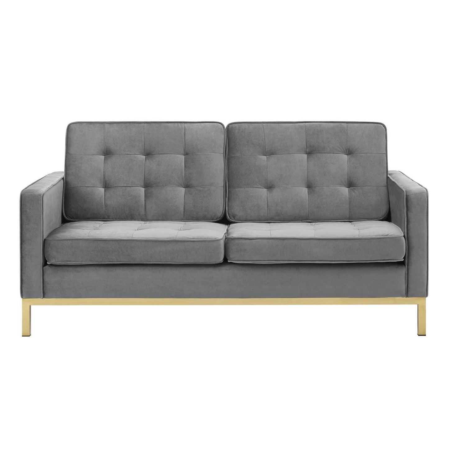 home office desk chairs | CasaFoyer Loft Button Tufted Performance Velvet Loveseat | Retro Modern Style | Durable Upholstery | Gold Stainless Steel Legs | Supports up to 600 lbs | casafoyer.myshopify.com