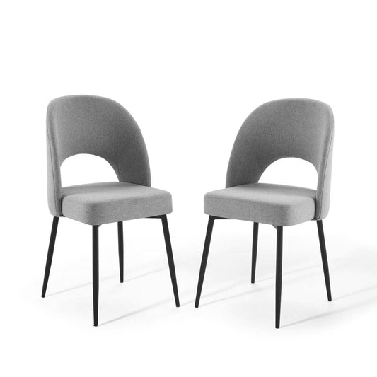 home office desk chairs | CasaFoyer Rouse Upholstered Fabric Dining Side Chair | Luxurious Design | Comfortable Foam Padding | Bentwood Construction | Matte Black Legs | Set of 2 | casafoyer.myshopify.com