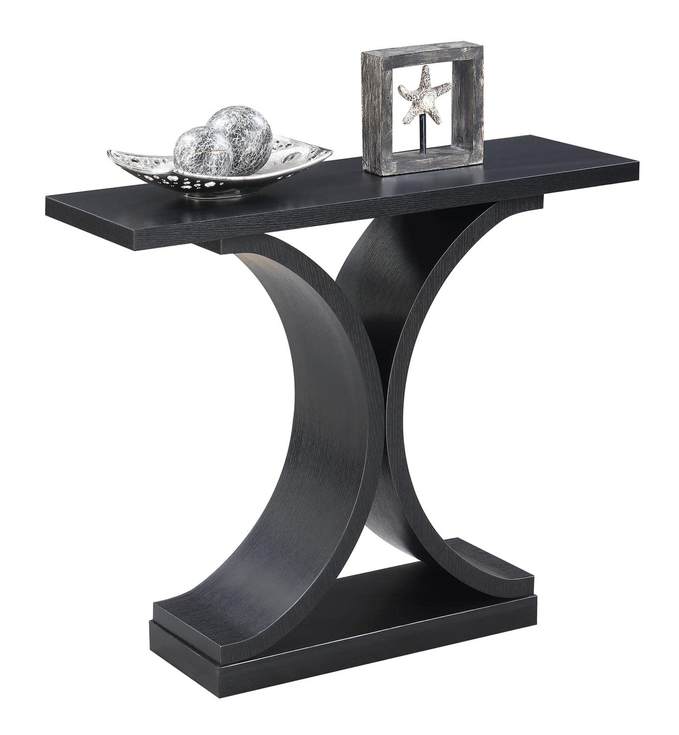 TABLE | Ergode Newport Infinity Console Table | Sleek & Sophisticated Design | Ideal for Showcasing Collectibles & Keys | Curved Base | Wood Grain Finish | casafoyer.myshopify.com