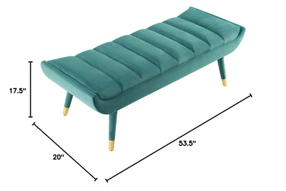 home office desk chairs | CasaFoyer Guess Channel Tufted Accent Bench | Refreshing Teal | Stain-Resistant | Luxurious Seating | Vintage Artisan Feel | Solid Rubberwood Frame | Birch Legs | Gold Metal Foot Sleeves | casafoyer.myshopify.com