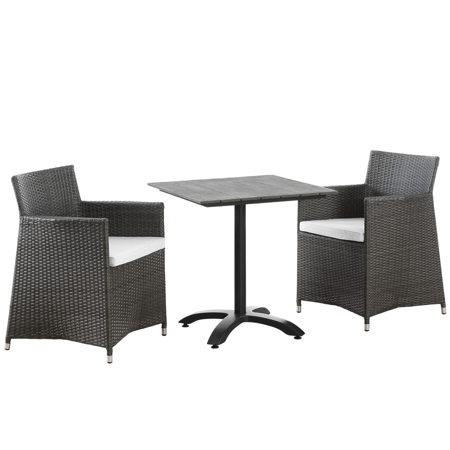Dining Table | Junction Outdoor Patio Dining Furniture Set | Elegant & Practical | Synthetic Rattan Weave | All-Weather Cushions | Powder-Coated Aluminum Frame | Ideal for Modern Patios | Includes 28 Dining Table & 2 Armchairs | casafoyer.myshopify.com