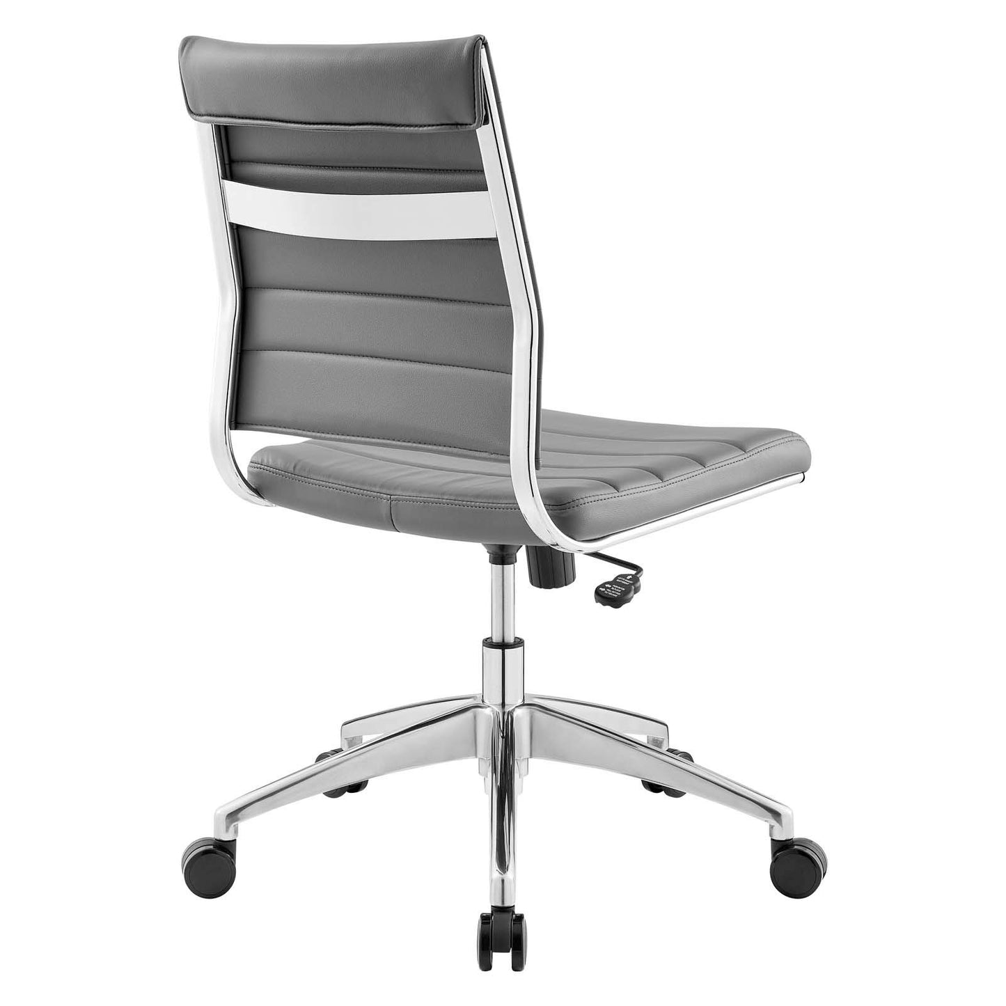 Chair | Jive Mid Back Office Chair | Stylish & Functional | Comfortable Seating | Armless Design | Ribbed Vinyl Back | Padded Seat Cushion | Chrome-Plated Aluminum Base | Easy Mobility | Tension Knob & Tilt Lock | Ideal for Modern Office | casafoyer.myshopify.com