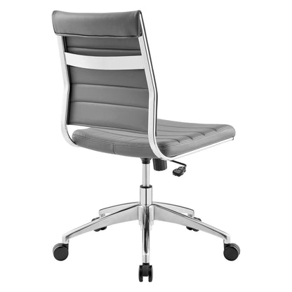 Chair | Jive Mid Back Office Chair | Stylish & Functional | Comfortable Seating | Armless Design | Ribbed Vinyl Back | Padded Seat Cushion | Chrome-Plated Aluminum Base | Easy Mobility | Tension Knob & Tilt Lock | Ideal for Modern Office | casafoyer.myshopify.com