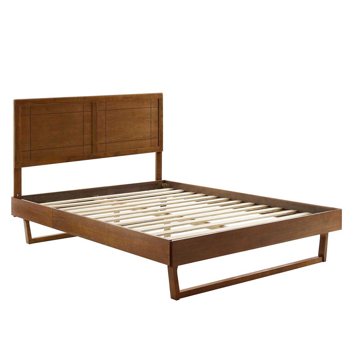 bed frames | CasaFoyer Marlee Wood Full Platform Bed | Retro Design | Durable Construction | No Box Spring Needed | Easy Assembly | Walnut | casafoyer.myshopify.com