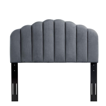 headboards | CasaFoyer Veronique Channel Tufted Scalloped Performance Velvet Full/Queen Headboard | Luxurious Vintage Glamour | Stain-Resistant Upholstery | Adjustable Height | casafoyer.myshopify.com