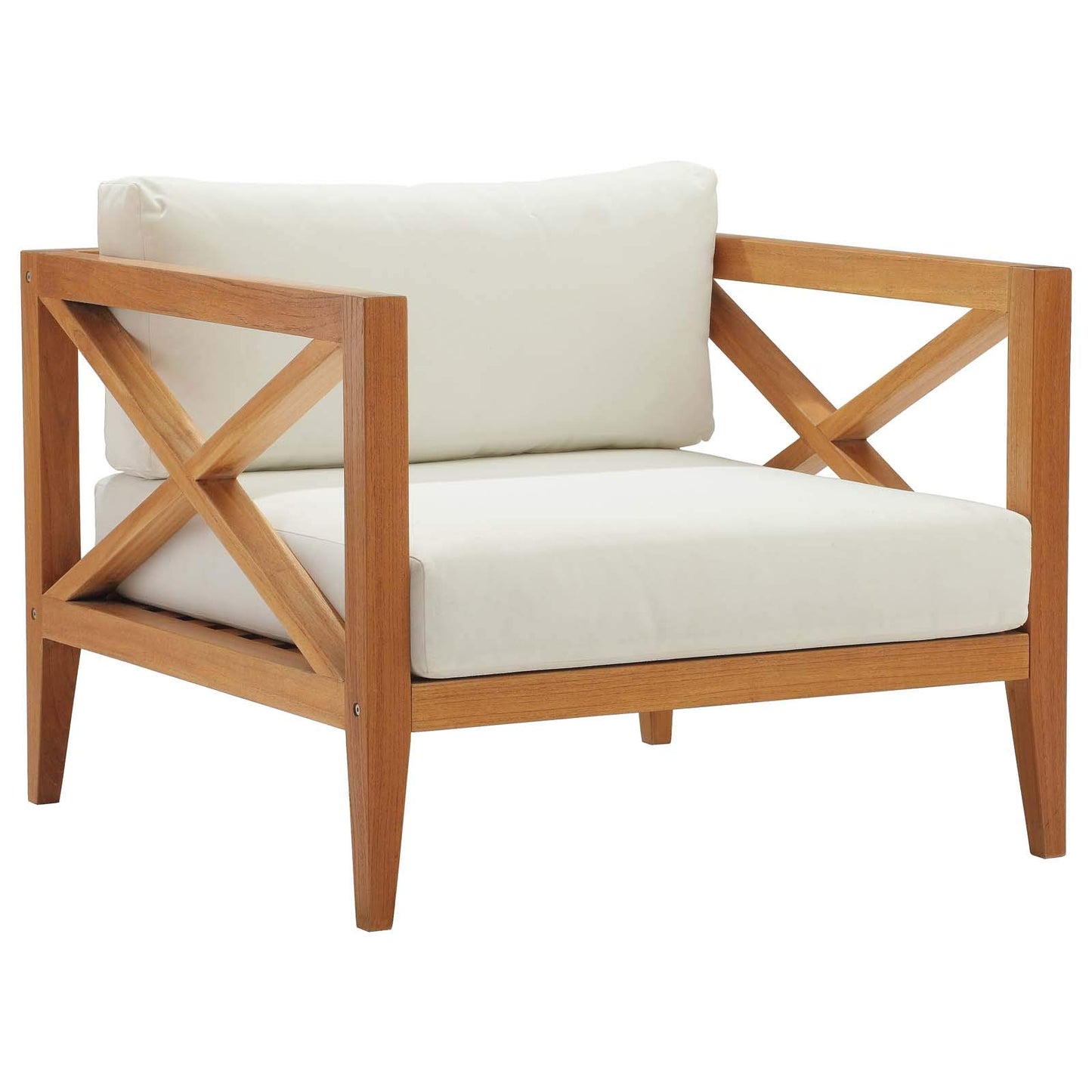 patio bistro sets | CasaFoyer Northlake Premium Grade A Teak Outdoor Armchair | All-Weather UV Resistant Cushions | Natural White | casafoyer.myshopify.com