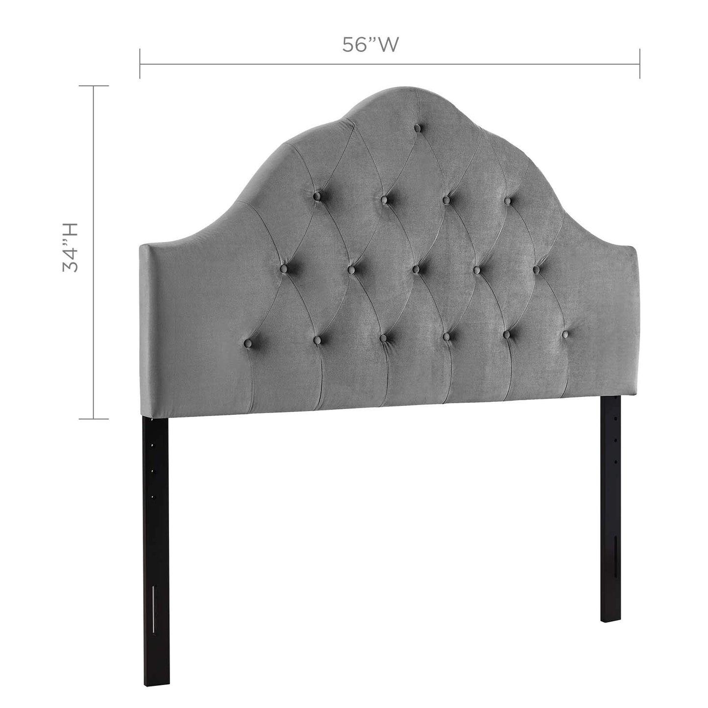 headboards | CasaFoyer Sovereign Performance Velvet Full Headboard | Elegant Curves | Plush Velvet Upholstery | Adjustable Height | Perfect for Teens, Guests, Dorms | Gray | casafoyer.myshopify.com