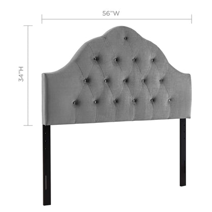 headboards | CasaFoyer Sovereign Performance Velvet Full Headboard | Elegant Curves | Plush Velvet Upholstery | Adjustable Height | Perfect for Teens, Guests, Dorms | Gray | casafoyer.myshopify.com