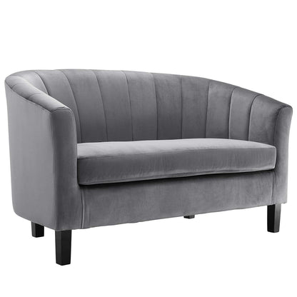 sofas | CasaFoyer Prospect Performance Velvet Loveseat | Stain-Resistant | Channel Tufting | Retro Modern Design | Comfortable & Durable | Set with 1 Loveseat | casafoyer.myshopify.com