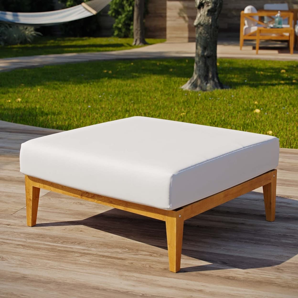 executive chairs | CasaFoyer Northlake Premium Grade A Teak Outdoor Ottoman | Customize Your Space with Durable Patio Furniture | Natural White | casafoyer.myshopify.com