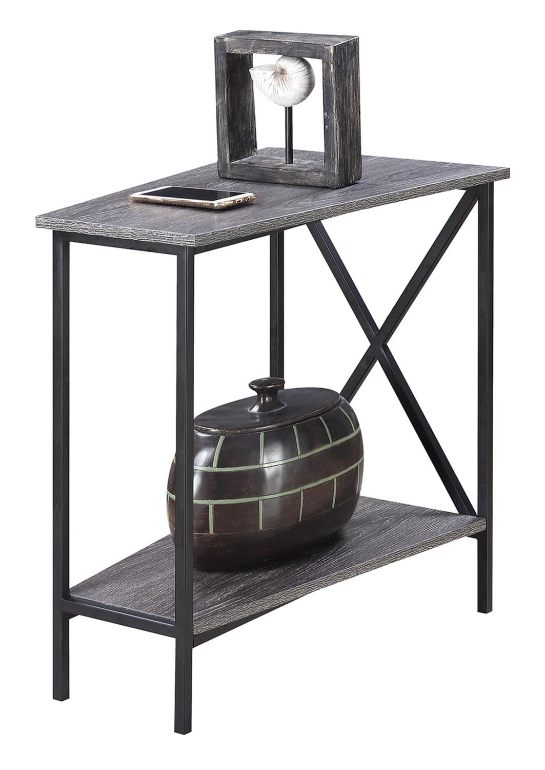 TABLE | Tucson Wedge End Table with Shelf | Functional & Stylish Space Transformer | Open Concept Design | Bottom Shelf for Extra Storage | Sturdy Metal Frame | Contemporary Décor Complement | casafoyer.myshopify.com