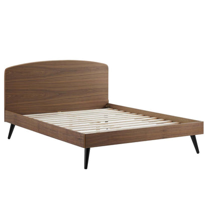 Bed | CasaFoyer Bronwen Wood Queen Platform Bed | Timeless Mid-Century Design | Sturdy Construction | No Box Spring Needed | Supports Various Mattress Types | Easy Assembly | Walnut Finish | casafoyer.myshopify.com