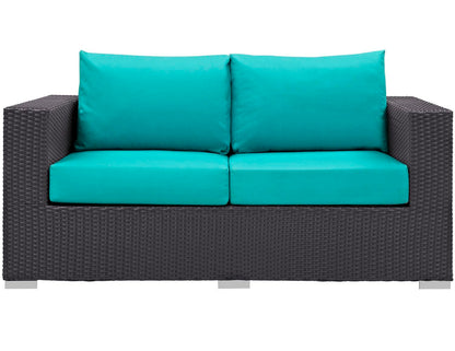 Patio Furniture Sets | Convene Outdoor Sectional Loveseat | Durable Rattan & Aluminum Frame | All-Weather Cushions | Stylish Patio Addition | casafoyer.myshopify.com