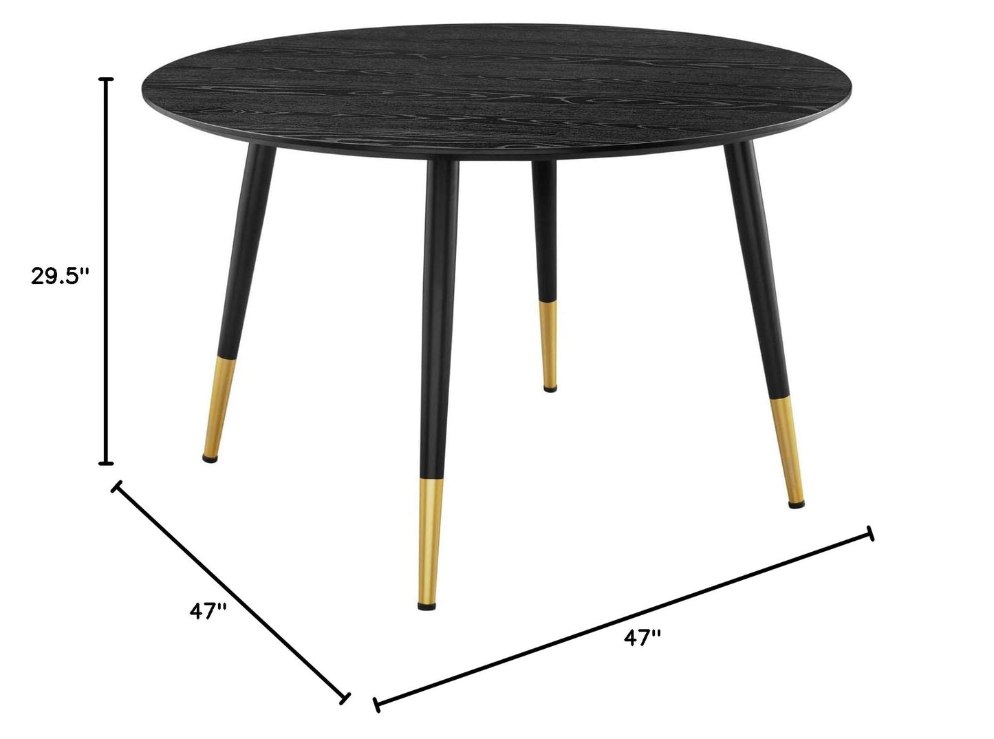 patio dining tables | CasaFoyer Vigor Round Dining Table | Contemporary Elegance | Gold Accents | MDF Tabletop | Matte Black Lacquer | Adjustable Foot Caps | casafoyer.myshopify.com