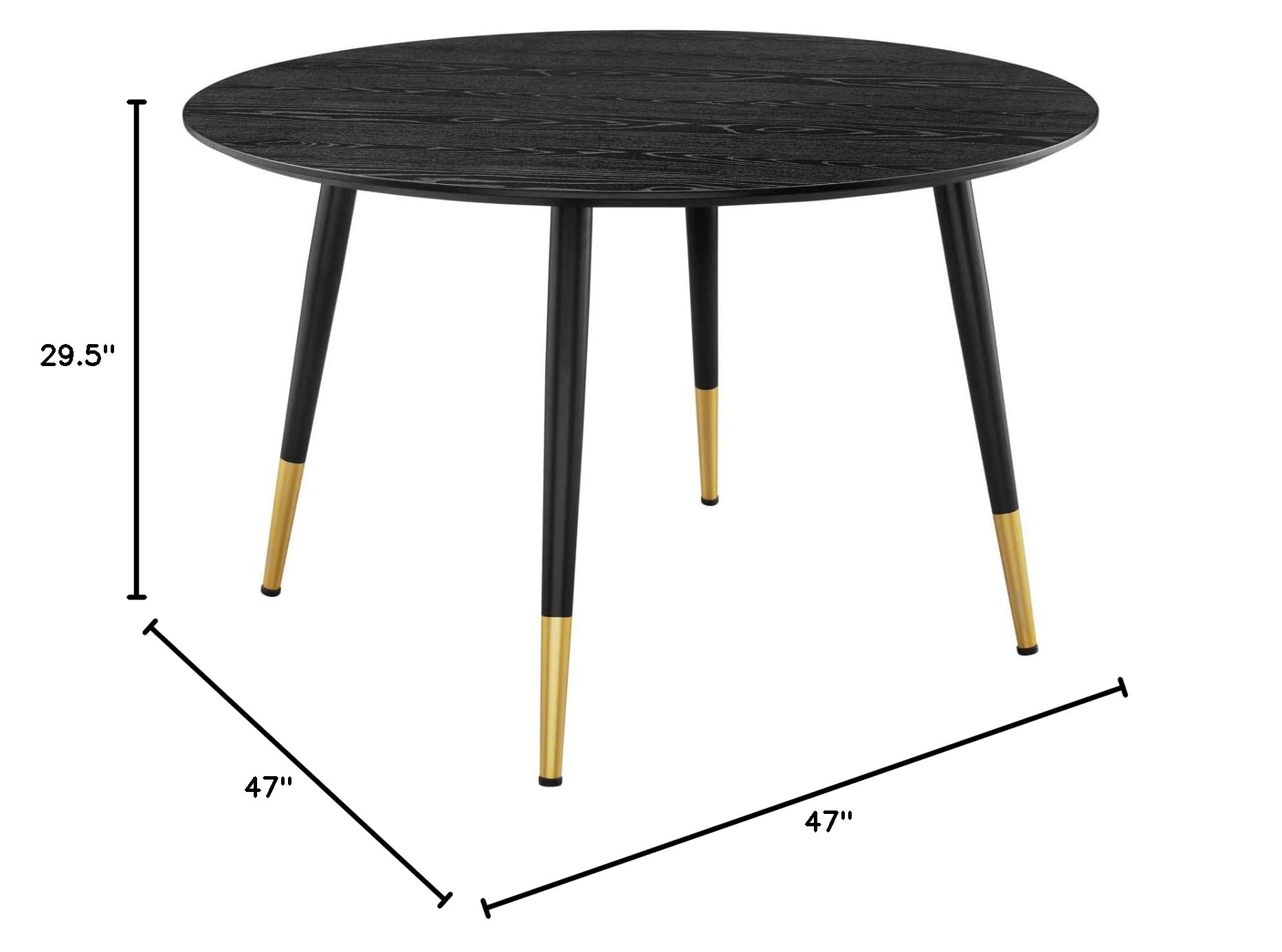 patio dining tables | CasaFoyer Vigor Round Dining Table | Contemporary Elegance | Gold Accents | MDF Tabletop | Matte Black Lacquer | Adjustable Foot Caps | casafoyer.myshopify.com