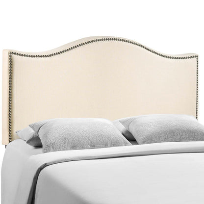headboards | CasaFoyer Curl Queen Headboard | Chic & Sophisticated | Wavy Lines | Luxurious Linen Fabric | Nail Button Trim | Durable Particle Board & Solid Wood Poles | Perfect for Queen Beds | casafoyer.myshopify.com