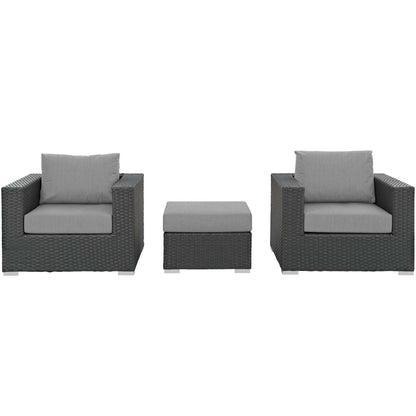 kitchen and dining room sets | CasaFoyer Sojourn Outdoor Patio Furniture Set | Ottoman & Armchairs | Sunbrella Cushions | UV Protection | Powder-Coated Aluminum Frame | casafoyer.myshopify.com