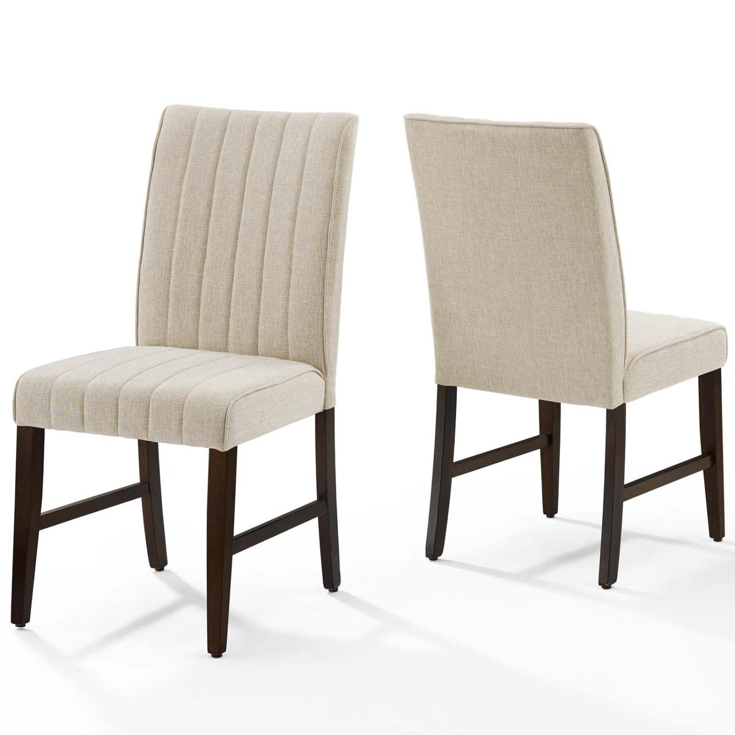 home office desk chairs | CasaFoyer Motivate Parsons Dining Side Chair Set of 2 | Elegant Channel Tufted Upholstery | Soft Polyester Fabric | Foam Padded Seat | Solid Wood Frame | Modern Home Decor | Beige | casafoyer.myshopify.com