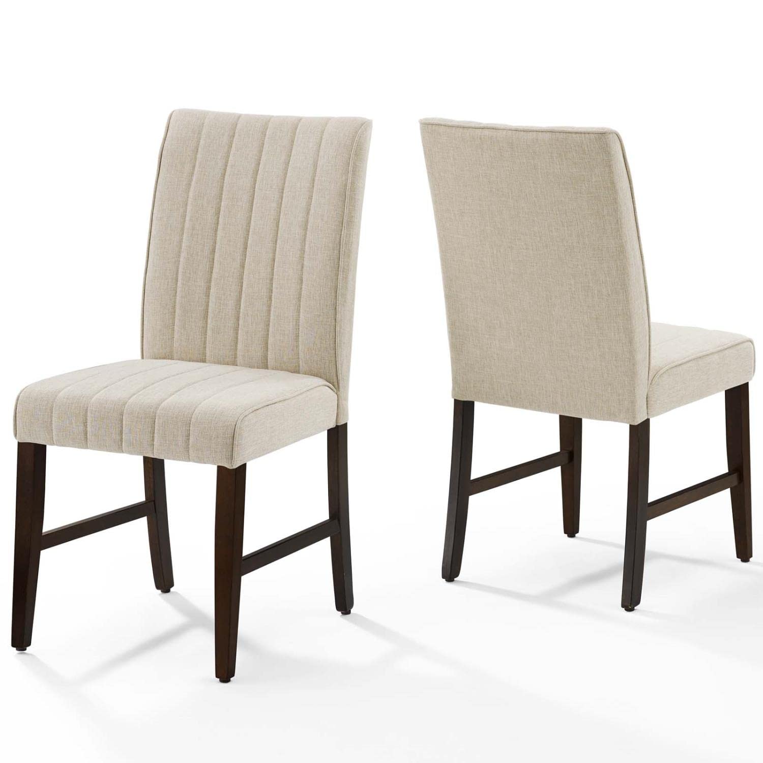 home office desk chairs | CasaFoyer Motivate Parsons Dining Side Chair Set of 2 | Elegant Channel Tufted Upholstery | Soft Polyester Fabric | Foam Padded Seat | Solid Wood Frame | Modern Home Decor | Beige | casafoyer.myshopify.com