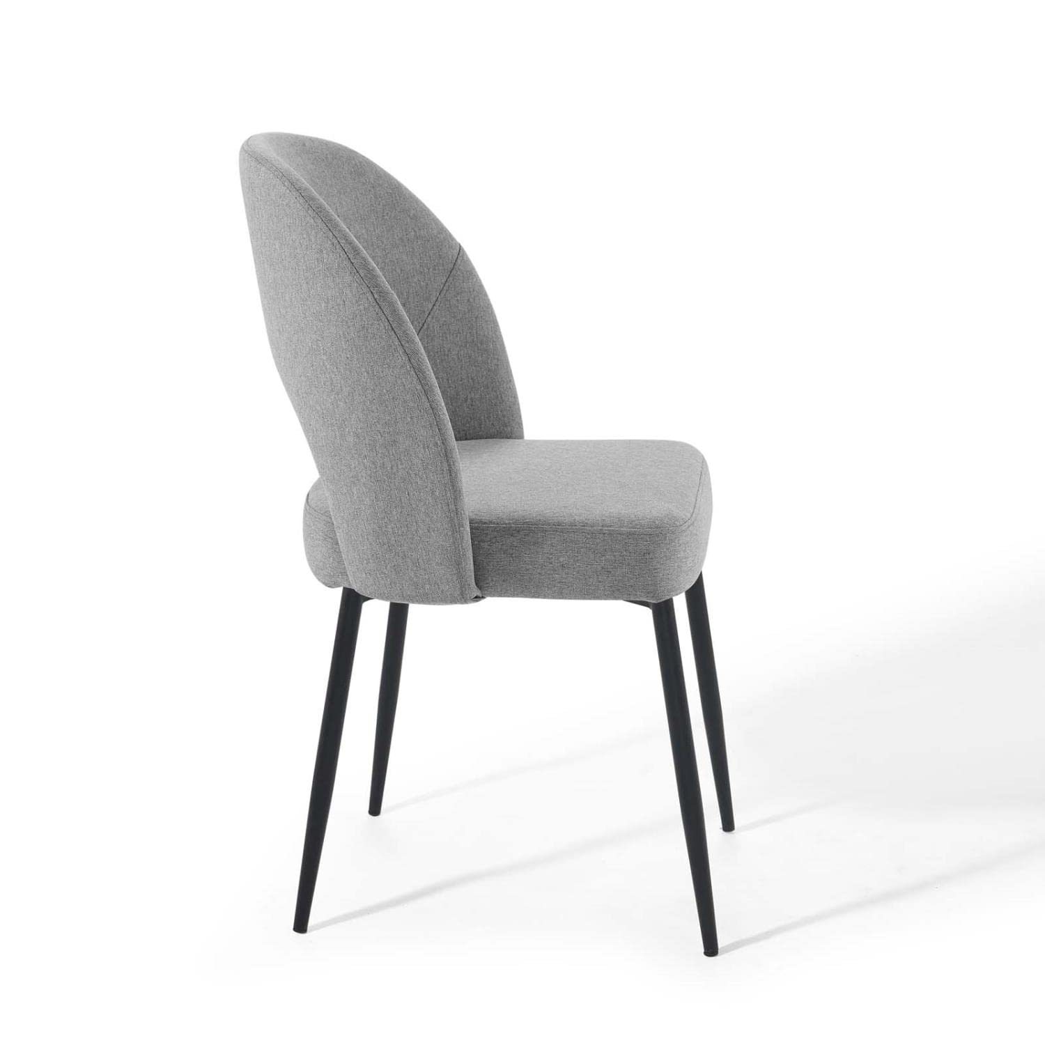 home office desk chairs | CasaFoyer Rouse Upholstered Fabric Dining Side Chair | Luxurious Design | Comfortable Foam Padding | Bentwood Construction | Matte Black Legs | Set of 2 | casafoyer.myshopify.com