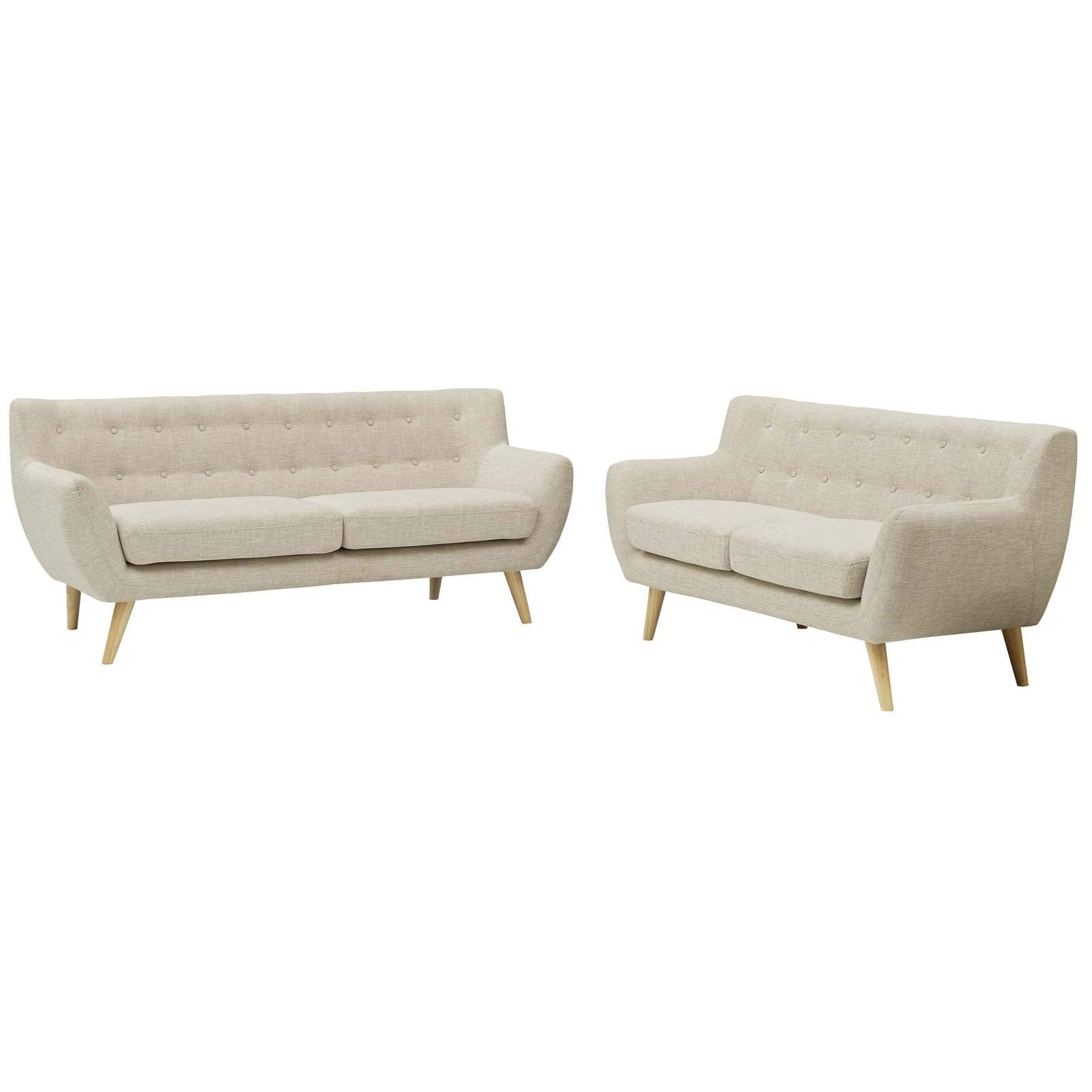 sofas | CasaFoyer Exquisite Living Room Set | Plush Cushion | Mid-Century Design | Natural Wood Legs | Beige | 2 Piece Set | casafoyer.myshopify.com