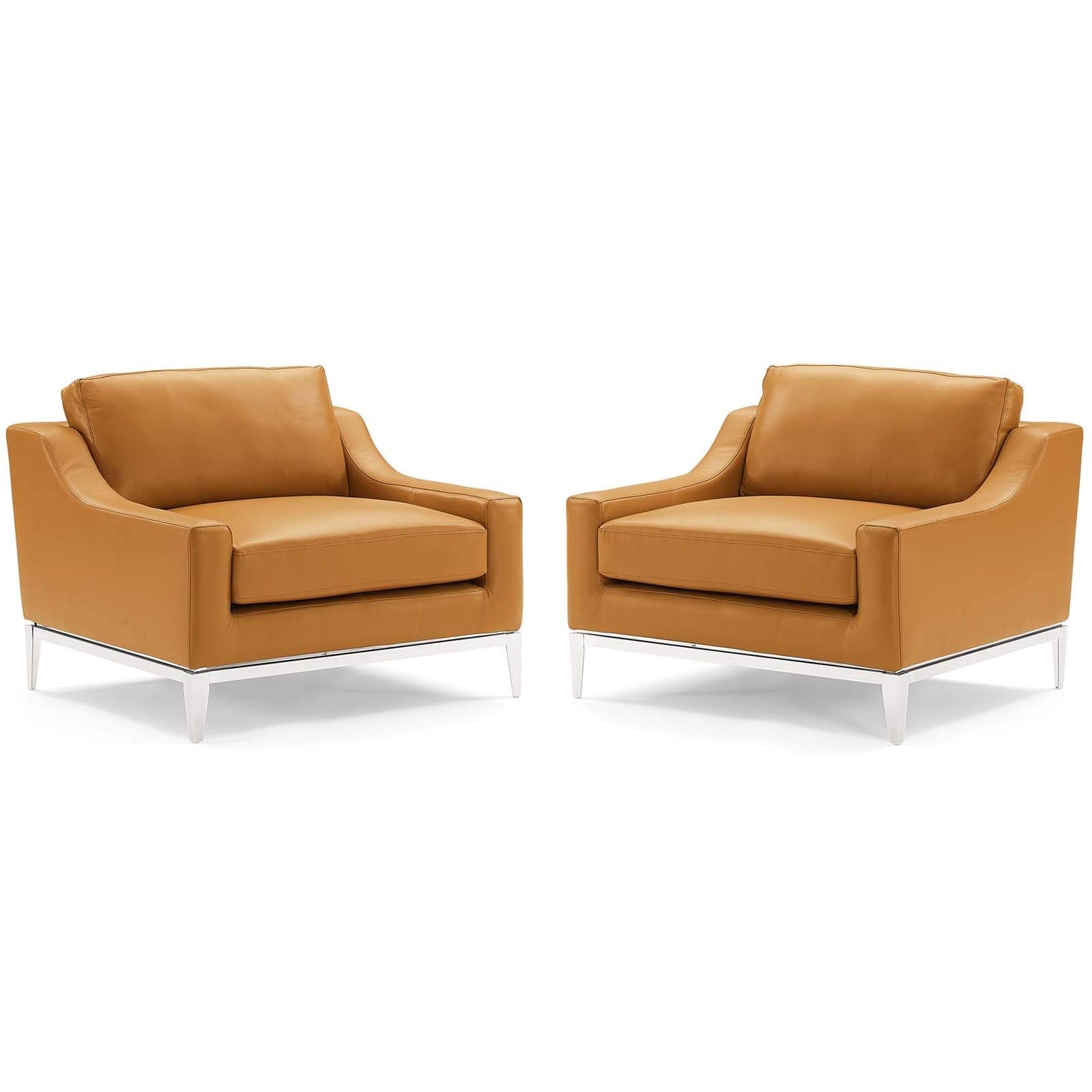 home office desk chairs | CasaFoyer Harness Leather Armchair Set of 2 | Soft Upholstery | Foam Cushion | Stainless Steel Frame | Vintage/Modern Home Décor | Removable Cushions | 300 lbs Capacity | casafoyer.myshopify.com