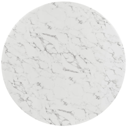 patio dining tables | CasaFoyer Lippa 54 Round Artificial Marble Dining Table | Timeless Modern Design | Scratch Resistant | White | casafoyer.myshopify.com