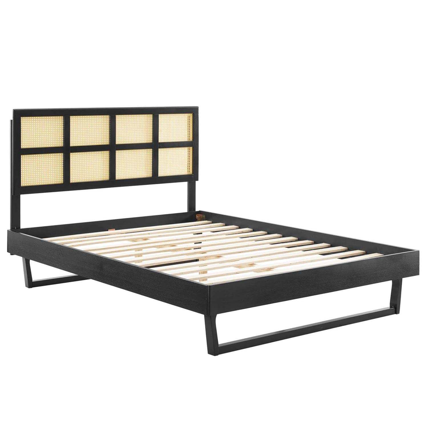 adjustable bed bases | CasaFoyer Sidney Woven Cane Rattan Wood Queen Platform Bed | Retro Charm | Natural Beauty | Mid-Century Design | No Box Spring Needed | Durable Construction | Easy Assembly | 601 lbs Weight Capacity | casafoyer.myshopify.com