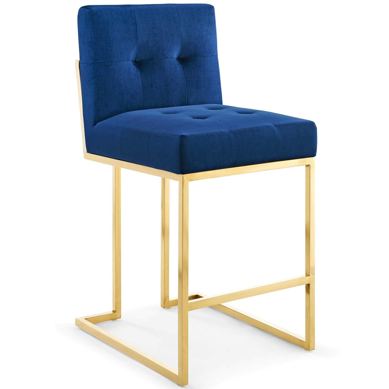 barstools | CasaFoyer Privy Counter Stool Set of 2 | Gold Stainless Steel Base | Performance Velvet Upholstery | No Assembly | 331 lbs Weight Capacity | casafoyer.myshopify.com